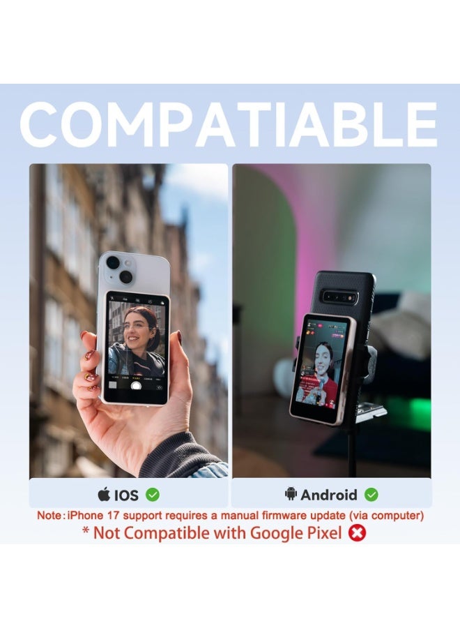 SYNCO XView M4 Phone Vlog Selfie Monitor Low Latency Time Magnetic Fix P2P Connectivity Bluetooth Remote Control (White) - Image 3